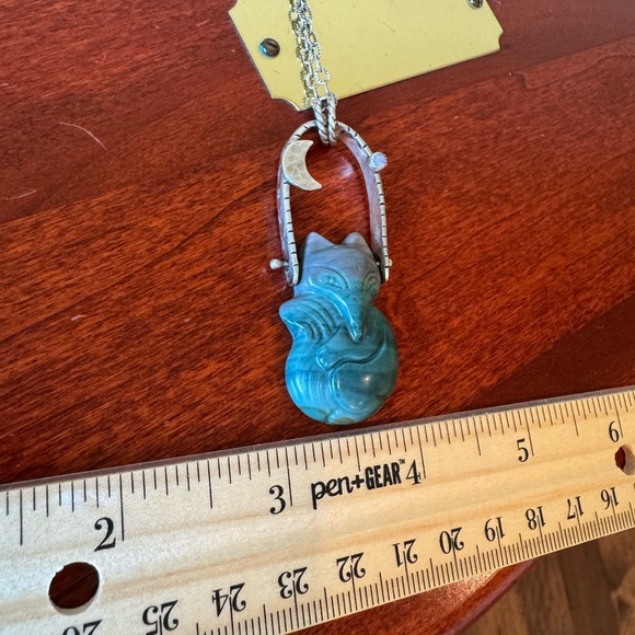 🦊 Trade for K!  Nightdreamer Jasper Swinging Fox and Opal Moon Pendant Necklace - Picture 14 of 16